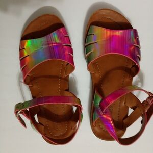 Cat & Jack Rainbow Holographic Kids Sandals